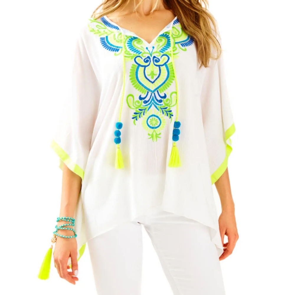 Lilly Pulitzer White Tunic with Blue and Yellow Accents